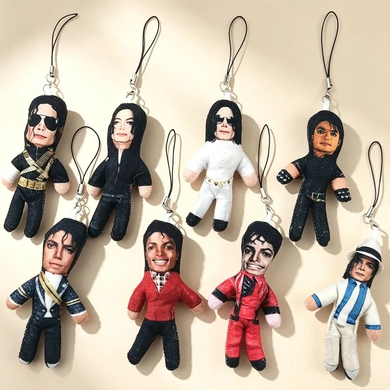 Michael Jackson Bendable Plush Doll Keychain Pendant Mini Figure Phone Lanyard Bag Charm Fans Collectible Ornament Gift