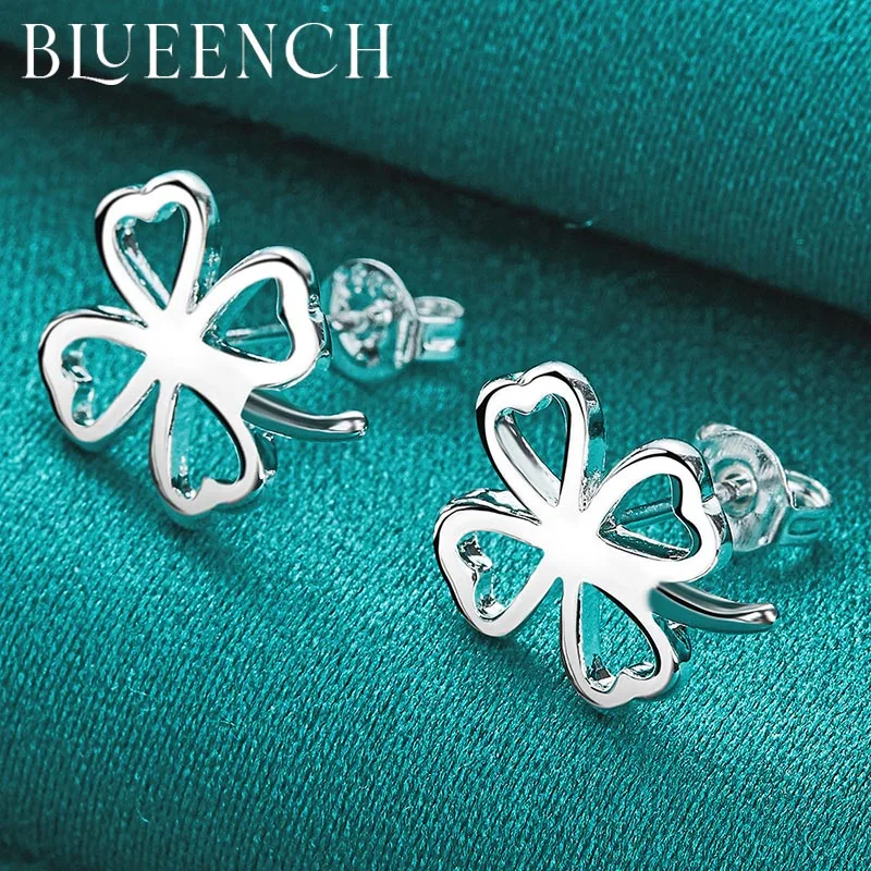 Blueench 925 Sterling Silver Simple Leaf Stud Earrings Earrings for Women Proposal Wedding Party Personality Fashion Jewelry