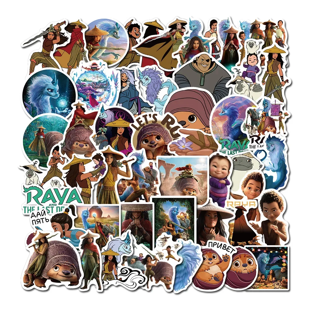 50pcs Disney Moive Raya and The Last Dragon Stickers Anime for Kids Toy Graffiti Notebook Bike Cool Cartoon Sticker Fun Decal