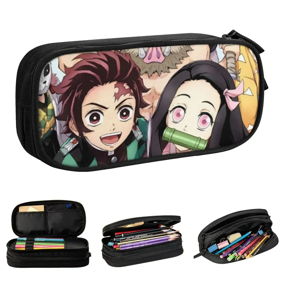 

Kimetsu No Yaiba Demon Slayer Pencil Case Fashion Manga Japan Samurai Box Bags Girl Boy Large Storage Students School Pencil Box