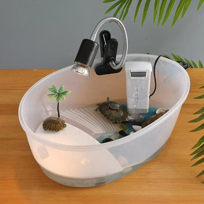 KX4B Small Habitat for Turtle for Tank Terrarium Clear Breathable with Baskin