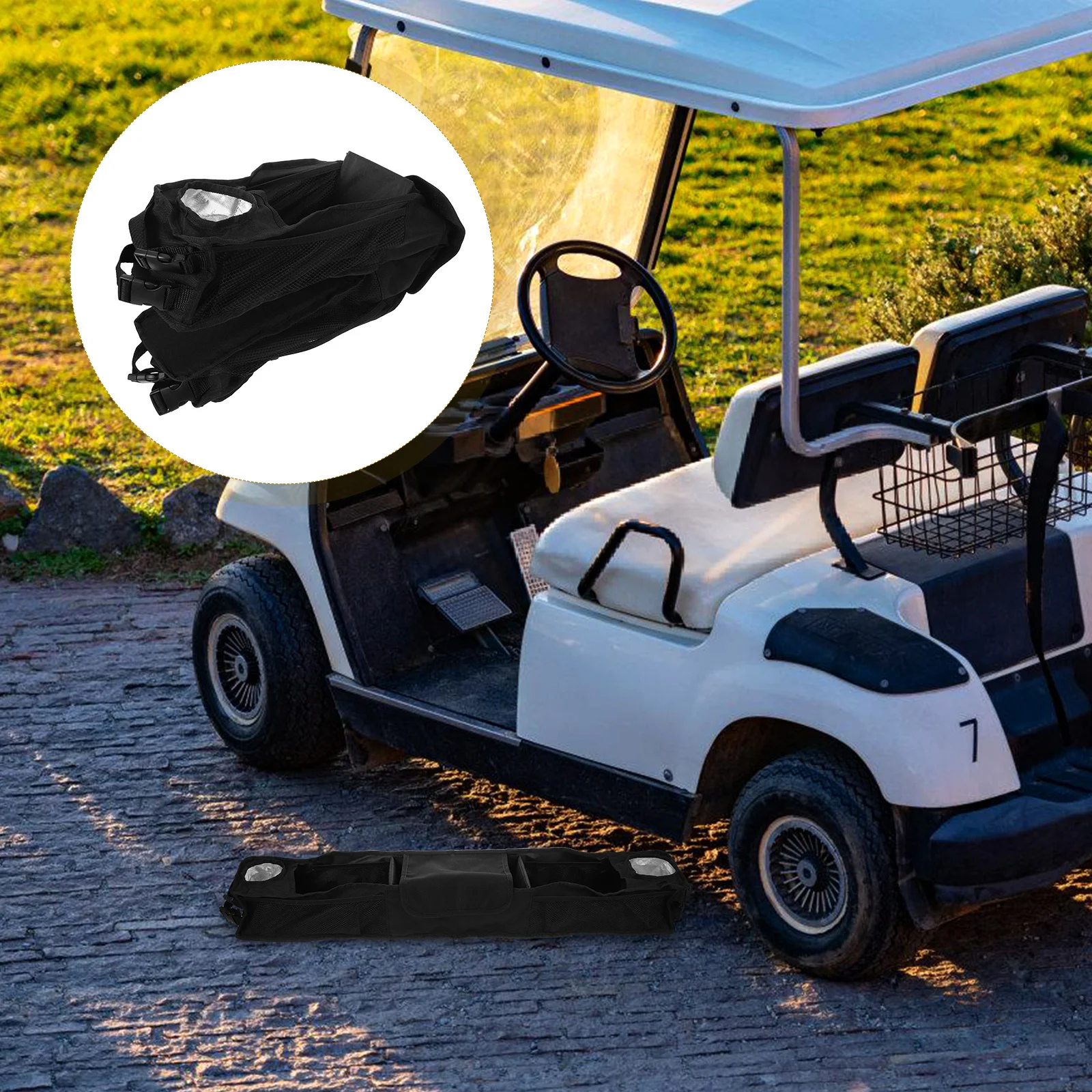 

Передняя корзина для хранения тележки для гольфа, прочный органайзер без сверления, многоцелевой держатель для стойки для хранения, органайзер для аксессуаров для тележки