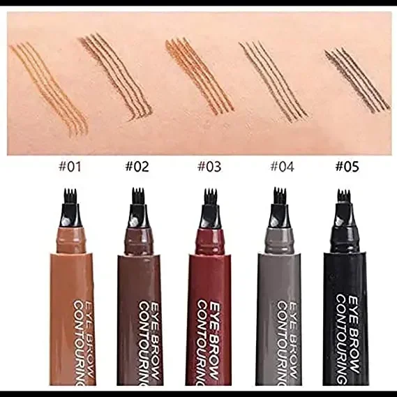 4 Point Eyebrow Pencil 4 Prong Tip Eyebrow Pen 4 Fork Eyebrow Pencil Waterproof Liquid Eyebrow Pencil Long Lasting Like Real