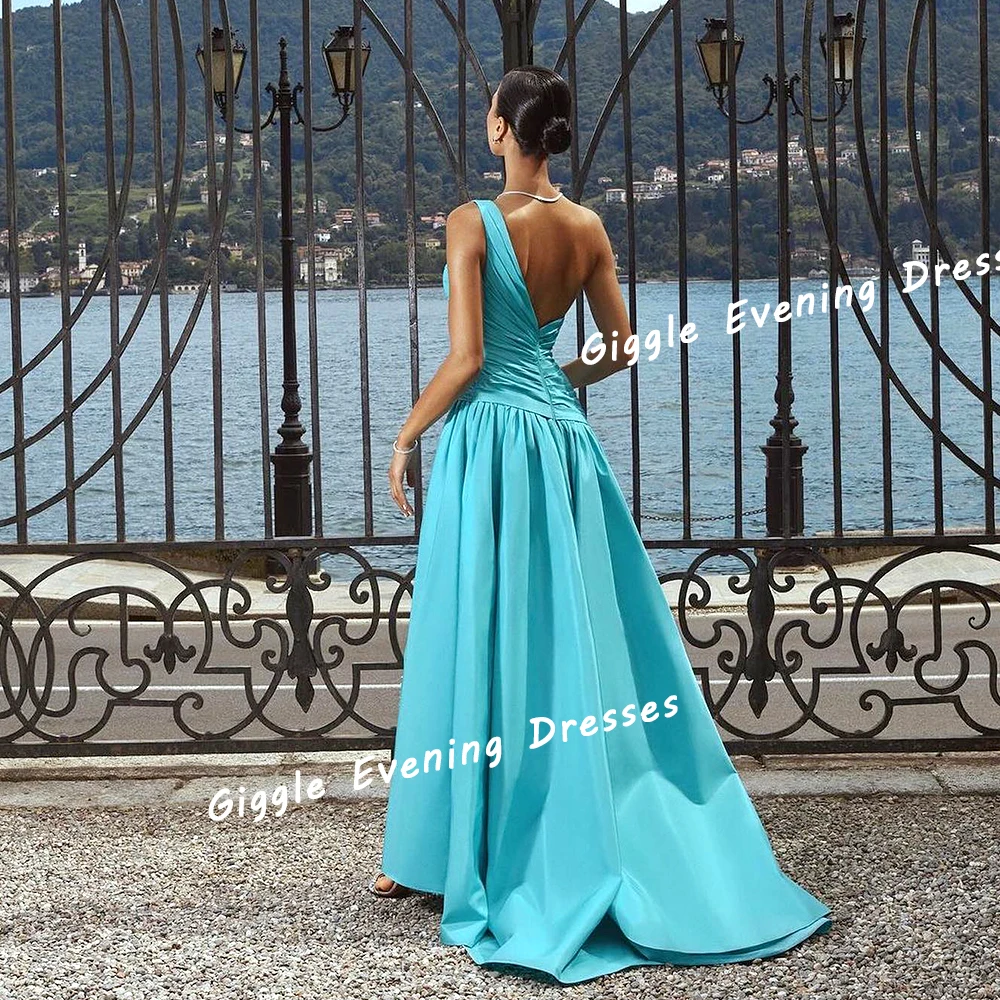 Giggle Crepe One-Shoulder Beading Prom Gown Saudi Arab Elegance Sequin Summer Floor-Length Evening Party Dresses for Women 2024