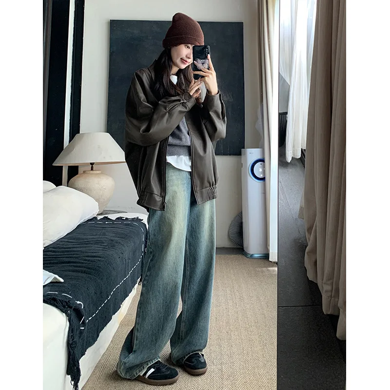 Distressed Vintage Wide-Leg Jeans – Oversized Baggy Denim Trousers for Casual Streetwear