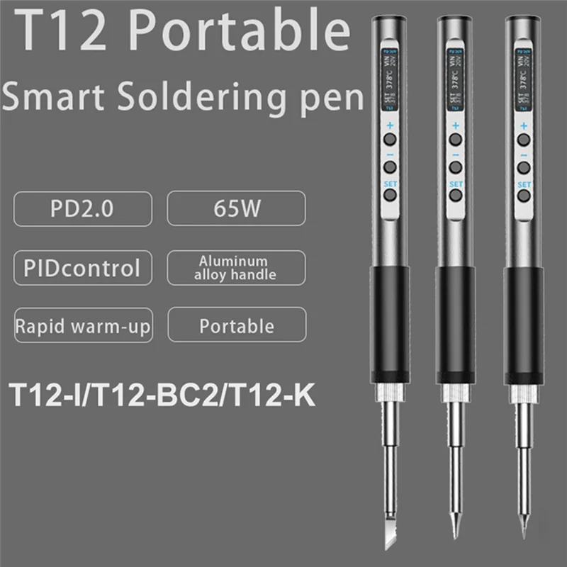 

A43M PTS100 T12 65W Electric Soldering Iron OLED Display Welding Pen Fast Melting Tin Welding Tool Hand-Held