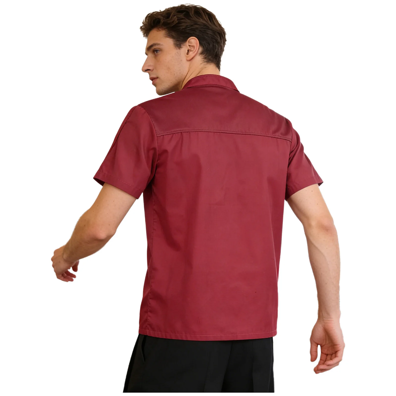 Mens Womens Chef Coat Tops Cross-Over Collar Kitchen Restaurant Hotel Unisex Cook Uniform with Pockets Food Service Work Wear