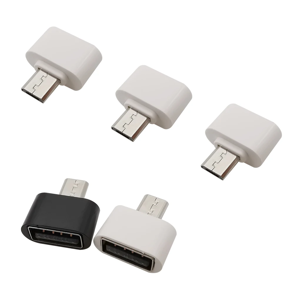 5Pcs Micro OTG USB To USB Type A Female Jack Converter Adapter for Mobile Phone Smartphone Tablets Android Black White
