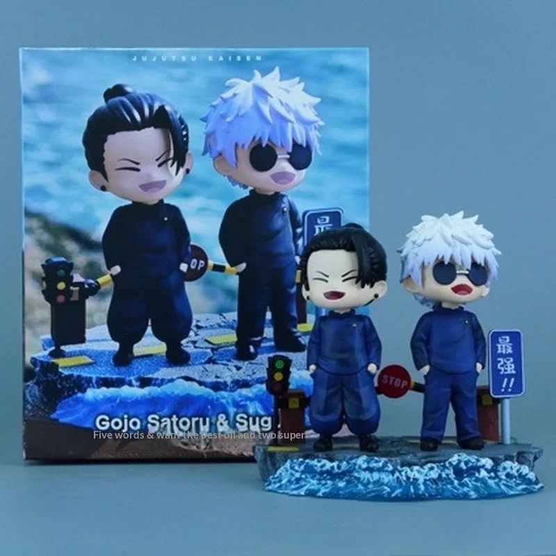 

Коллекционные фигурки Kaisen Chibi Gojo Satoru и Geto Suguru в коробке, готовые к отправке, декор для рабочего стола, подарок для фанатов аниме