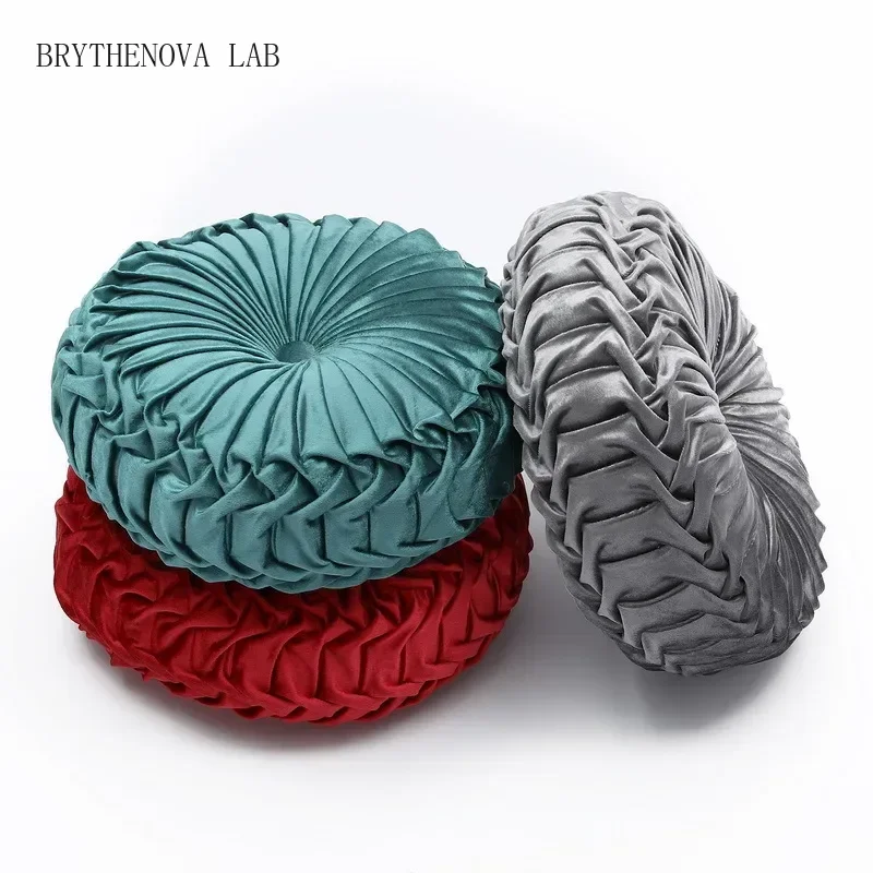 Light Luxury Solid Color Dutch Plush Pumpkin Sofa Handsewn Pillow Wheel Shape Chair Waist Pillow Cushion