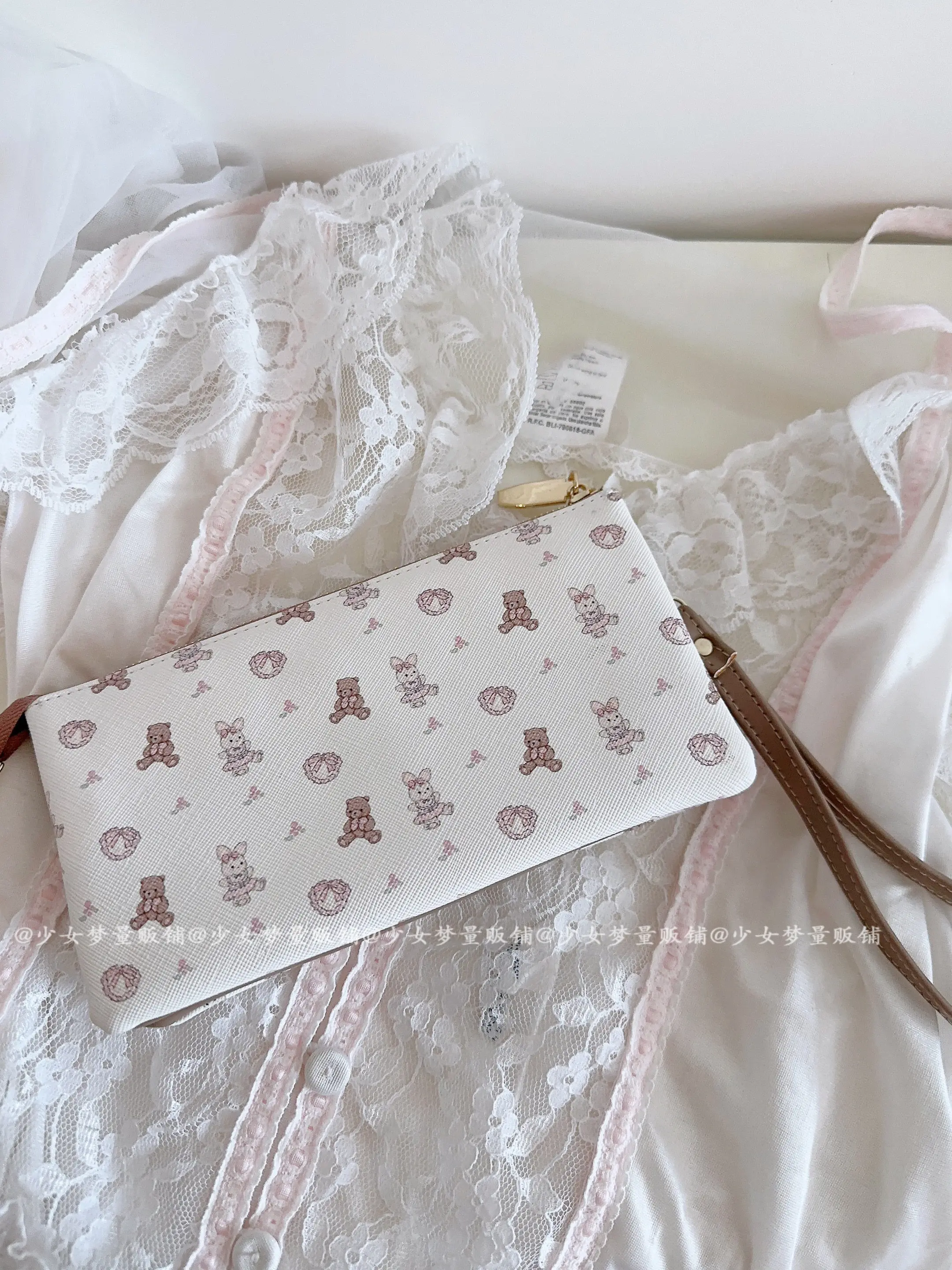 Girl Dream Original Design Rabbit Bear Clutch Bag Wallet Card Bag ID Bags Crossbody Long Anti-degaussing Multi-Card Position