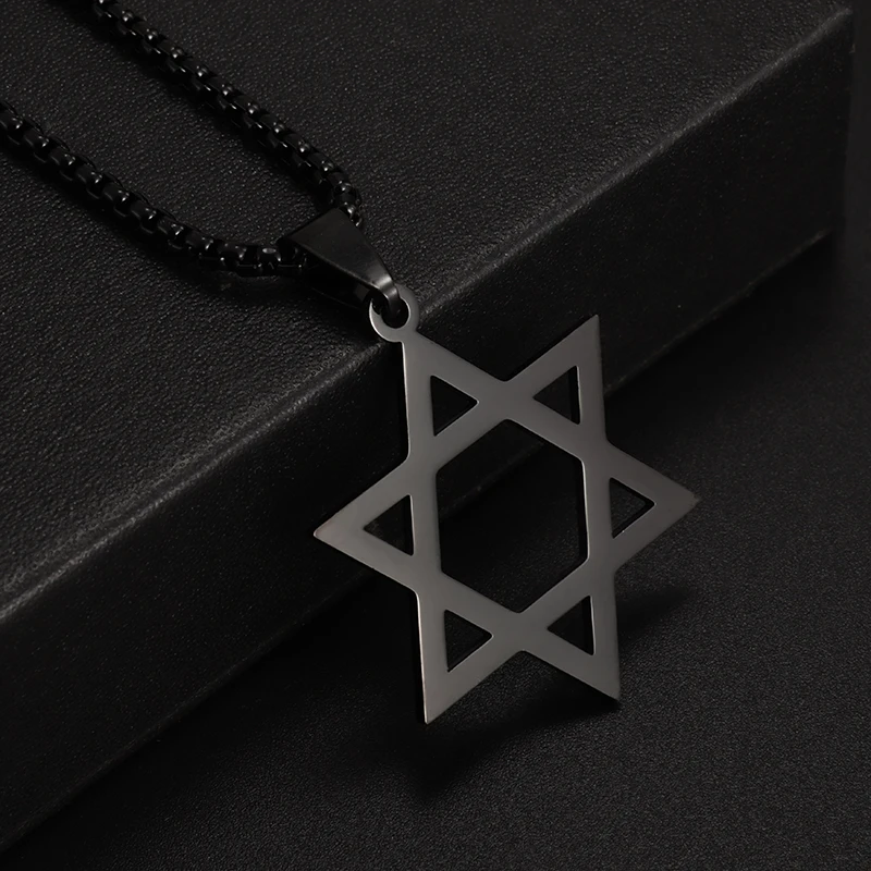 Stainless Steel Star of David Pendant Six Pointed Star Necklace for Men Women Fashion Amulet Jewish Jewelry Gift