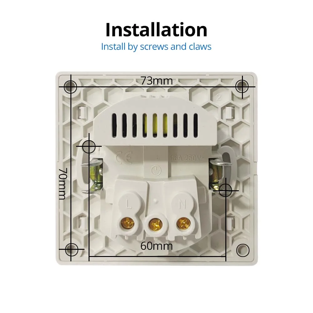 WallSub-Prise de courant murale avec panneau en plastique blanc, norme française EU, port de charge USB Type-C, 5V, 2100mA