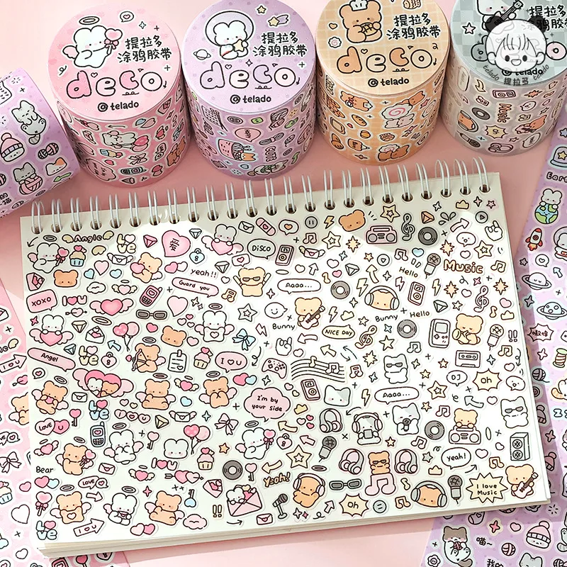 IFFVGX New Kawaii Graffiti Sticker 2024  Hand Tape Cute Cartoon Ins DIY Album Decoration Laptop Phone Cup Notebook Stickers Gift