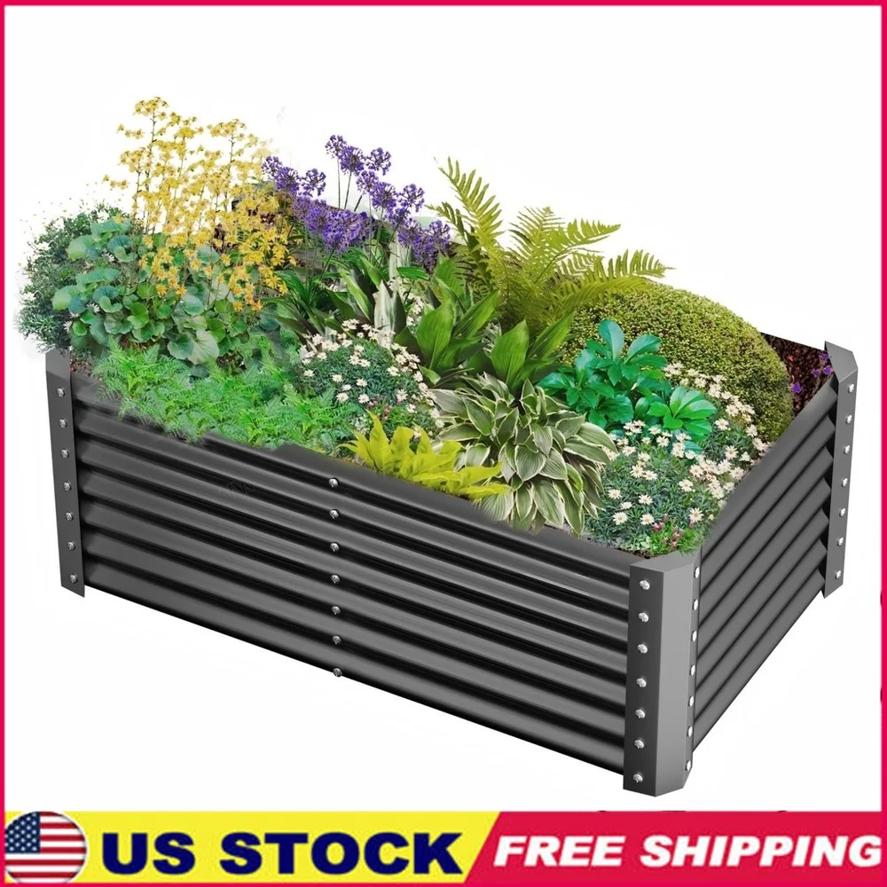 

Large Galvanized Metal Raised Garden Bed Kit 6x3x2ft Sturdy Outdoor Planter Box Vegetables Flowers Easy Assembly Durable Design
