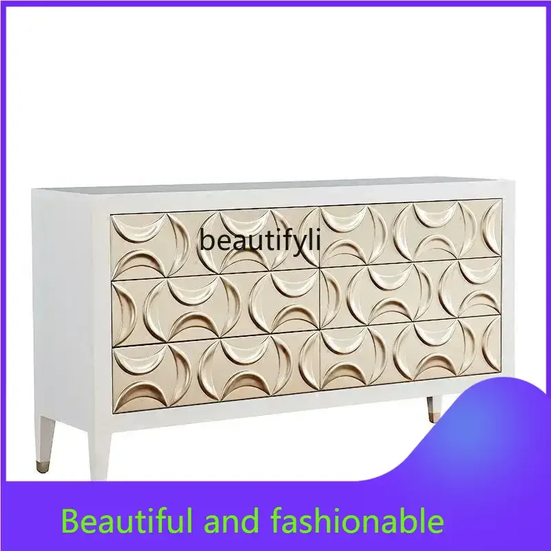 

xzAmerican living room entrance, white solid wood carving flower foyer European side cabinet