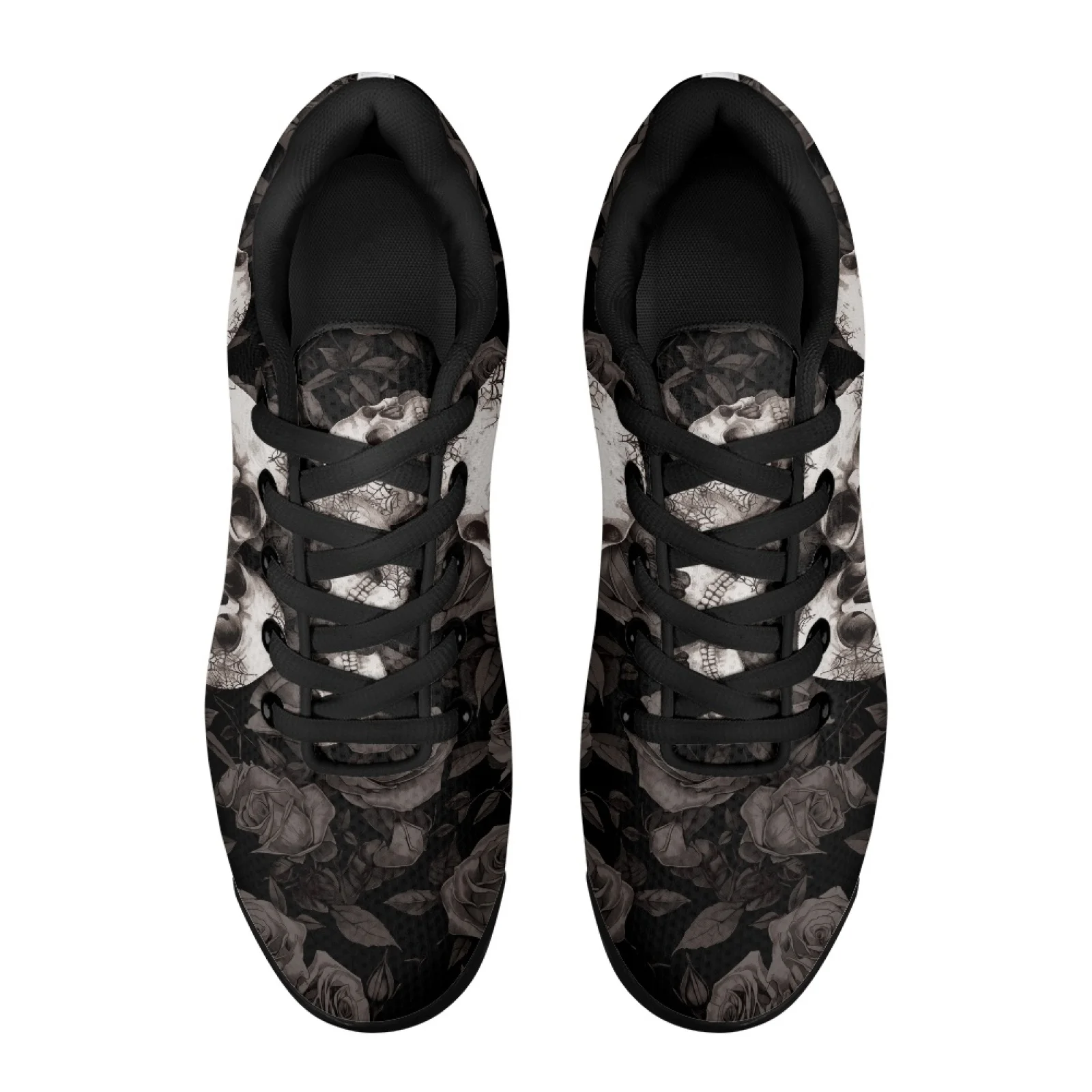 PENSTROLL Skull and Rose Sports Shoes Mesh Gym Shoes Breathable Mesh Walking Shoes for Training