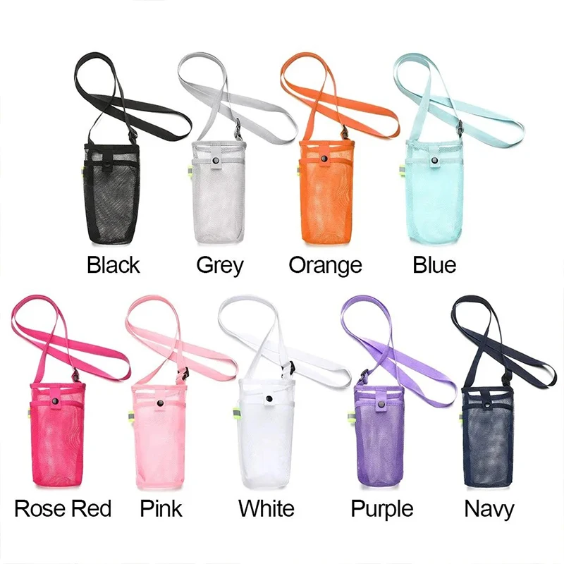 Waterfles Hoes Mobiele Telefoon Tas Camping Accessoires Mesh Cup Mouw Draagbare Zichtbare Unisex Crossbody Tas