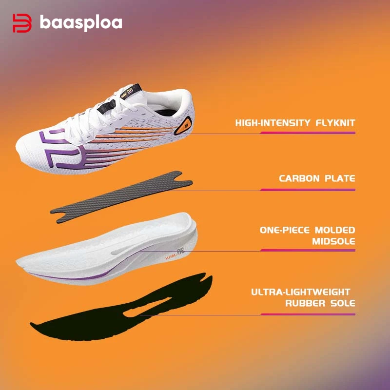 Baasploa الرجال الركض أحذية رياضية لوحة الكربون المهنية توسيد أحذية رياضية الذكور في الهواء الطلق تنفس عدم الانزلاق احذية الجري