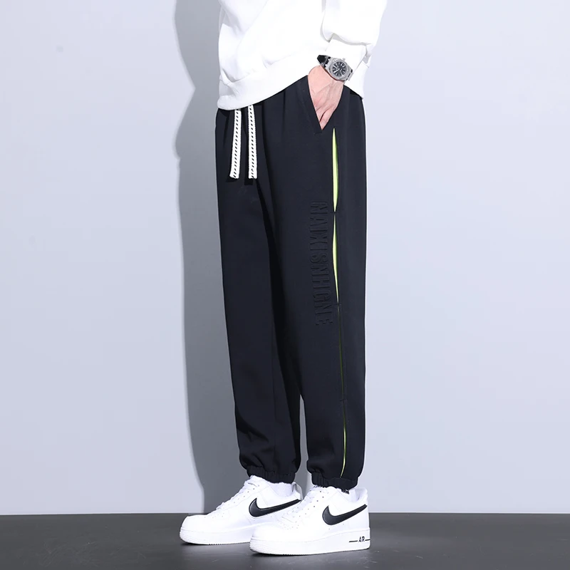 

Весенне-осенние мужские спортивные брюки, повседневные спортивные штаны больших размеров в американском стиле, новые вязаные мужские повседневные брюки для молодых людей, брюки