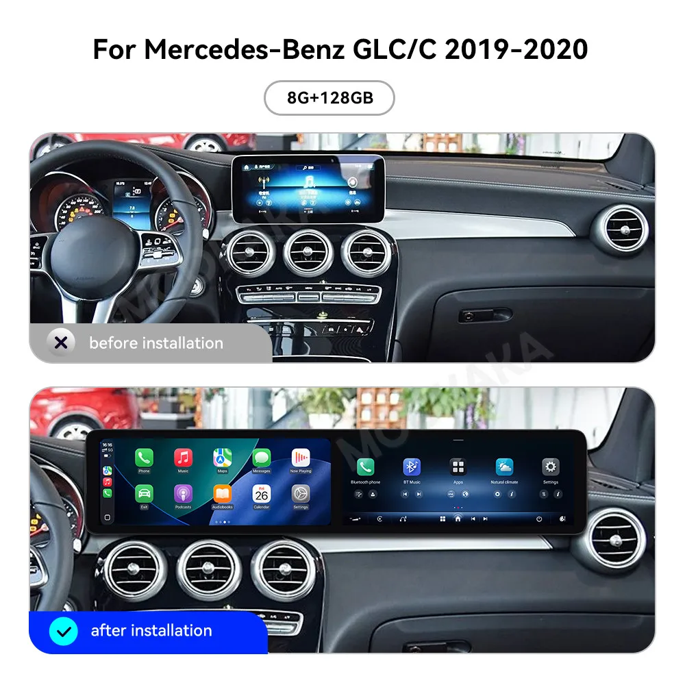 راديو تلقائي أندرويد Carplay 24.6 "لمرسيدس بنز C الفئة GLC 2019 2020 شاشة مزدوجة سيارة ستيريو مشغل وسائط متعددة لتحديد المواقع والملاحة #5