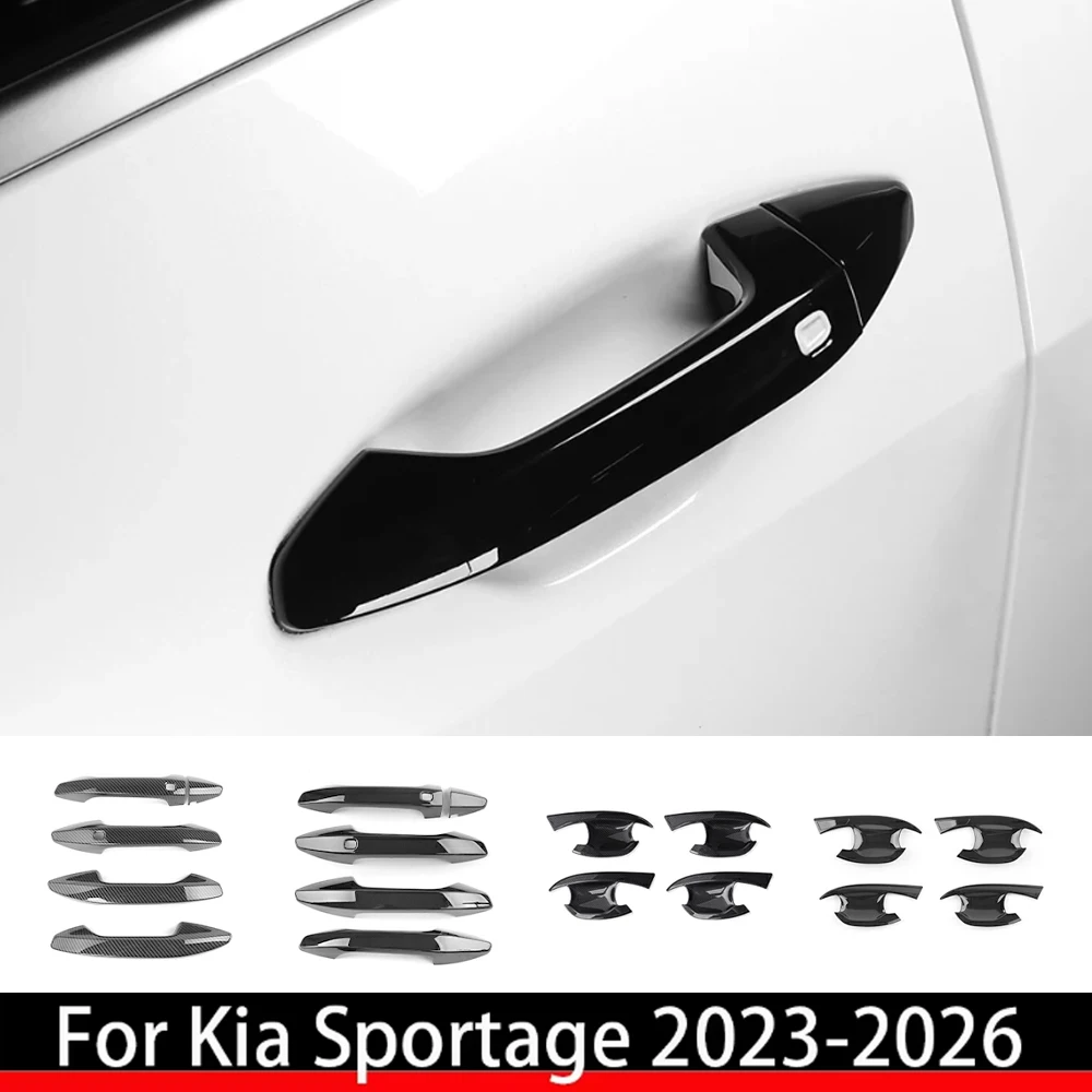 

LHD/RHD For Kia Sportage NQ5 2023-2026 Carbon Fiber Black Outer Door Handle Cover Inner Door Bowl Trim External Accessories