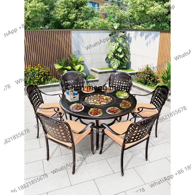 Outdoor tables and chairs Garden courtyard Open-air terrace Leisure electric baking Carbon baking tables and chairs Outdoor