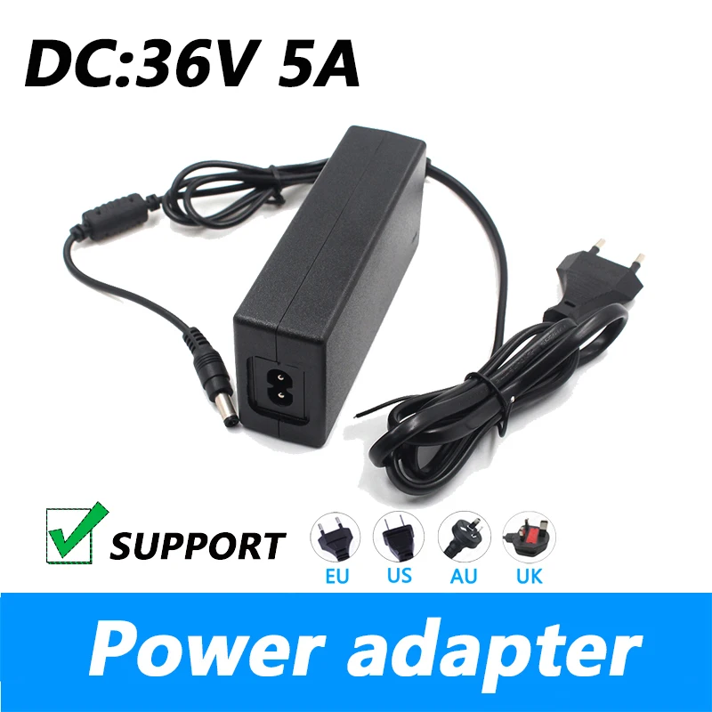 DC 36V 5A Power Adapter LCD Monitor Printer Water Purifier Power Cord UK Plug AU Plug 5.5*2.1MM