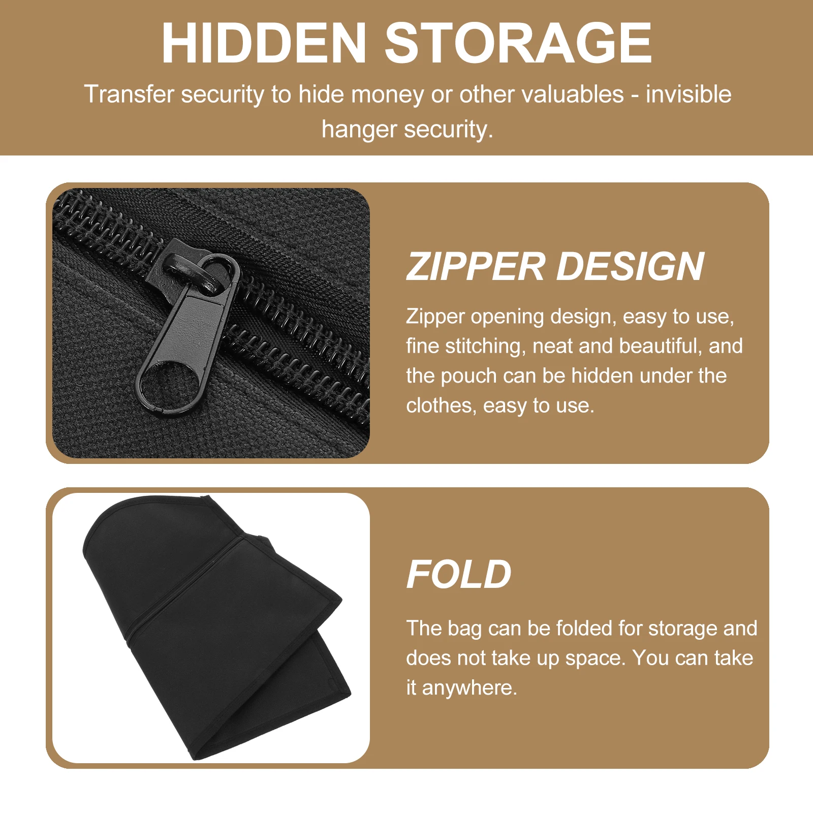 

Foldable Hanging Storage Bag With Zipper Hidden Pocket For Clothes Organizer Under Hanger Space Saving Travel Portable Clothes
