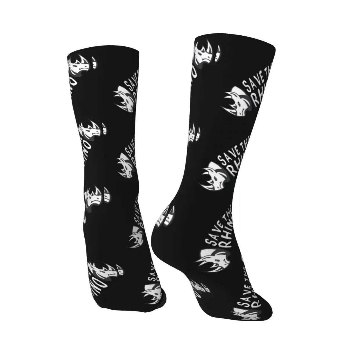 Crazy compression Mask Sock for Men Vintage Rhino Seamless Pattern Crew Sock Casual