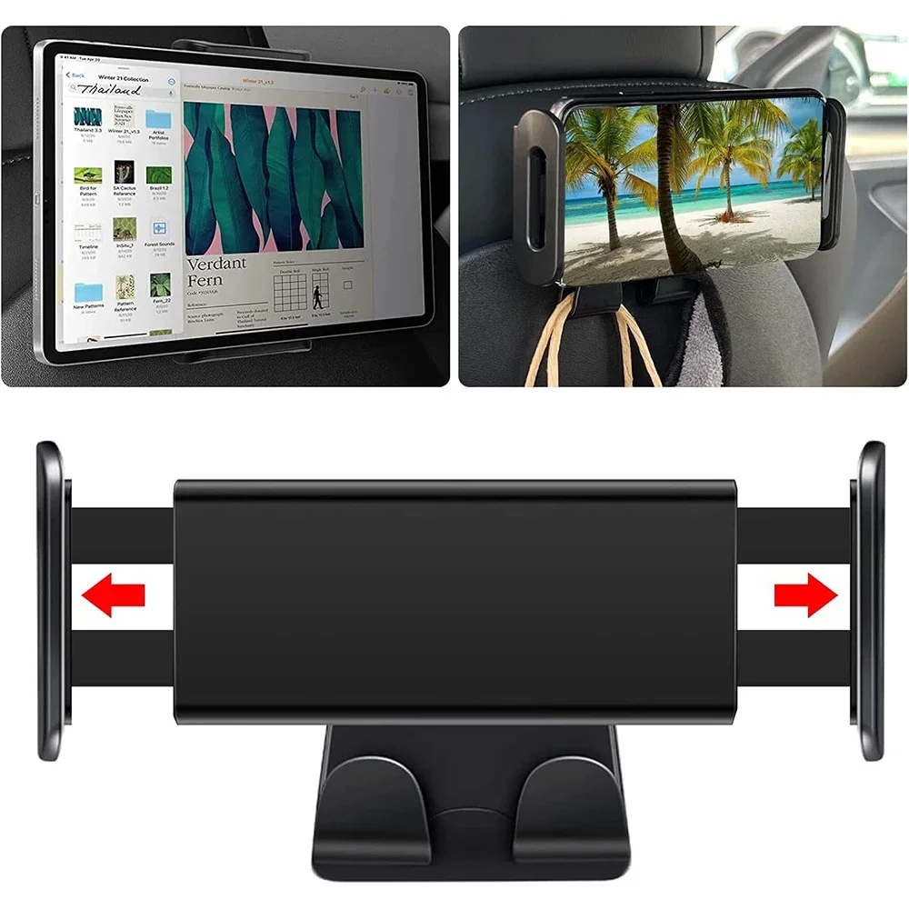 For Tesla Model 3/Y Back Seat Phone Holder with 2 hooks 360° Rotate Stand Auto Headrest Bracket Support For Tablet PC iPad Mini image 5
