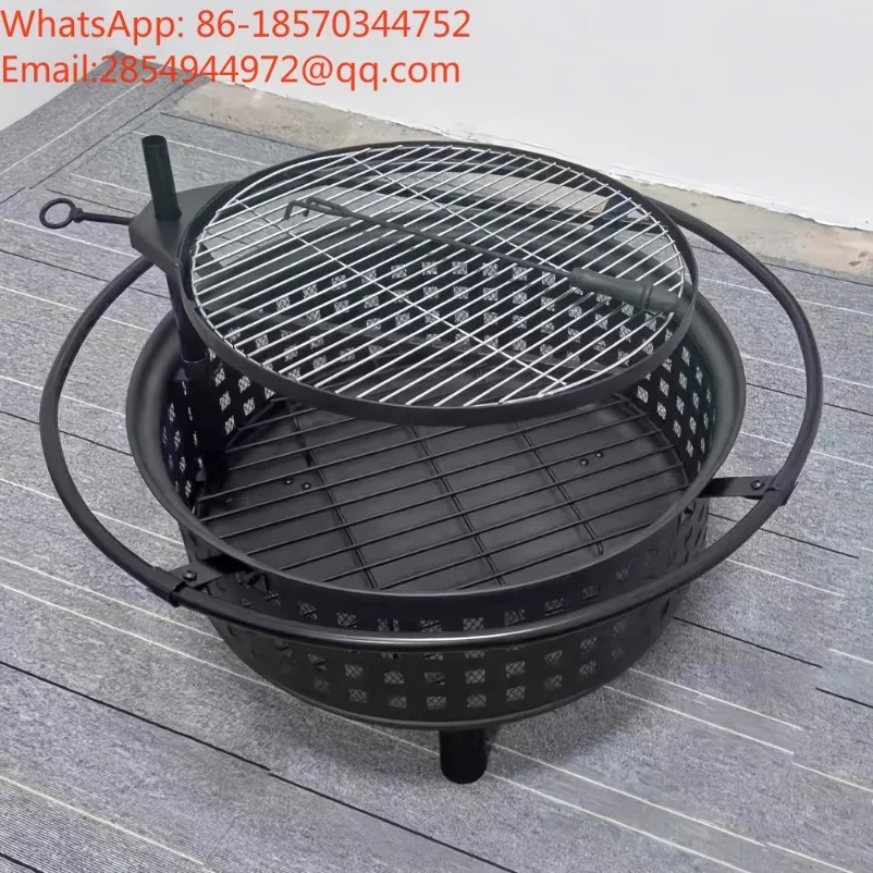 Outdoor Courtyard Multi-function Brazier Heating Stove, Rotatable Barbecue Enclosure Stove, Tea Stove, Double Grill Grill