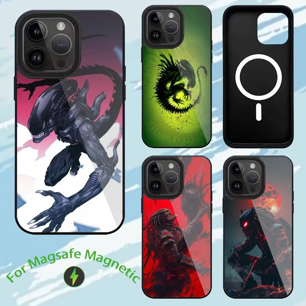 

Xenomorph VS The Predator Phone Case For iPhone17,16,15,14,13,12,11,Plus,Pro,Max For Magsafe Wireless Charging cover