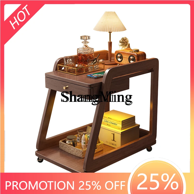 

ZYY Exquisite Solid Wood Sofa Side Few Simple Storage Bedroom Bedside Table Household Living Room Movable Coffee Table Tea Table