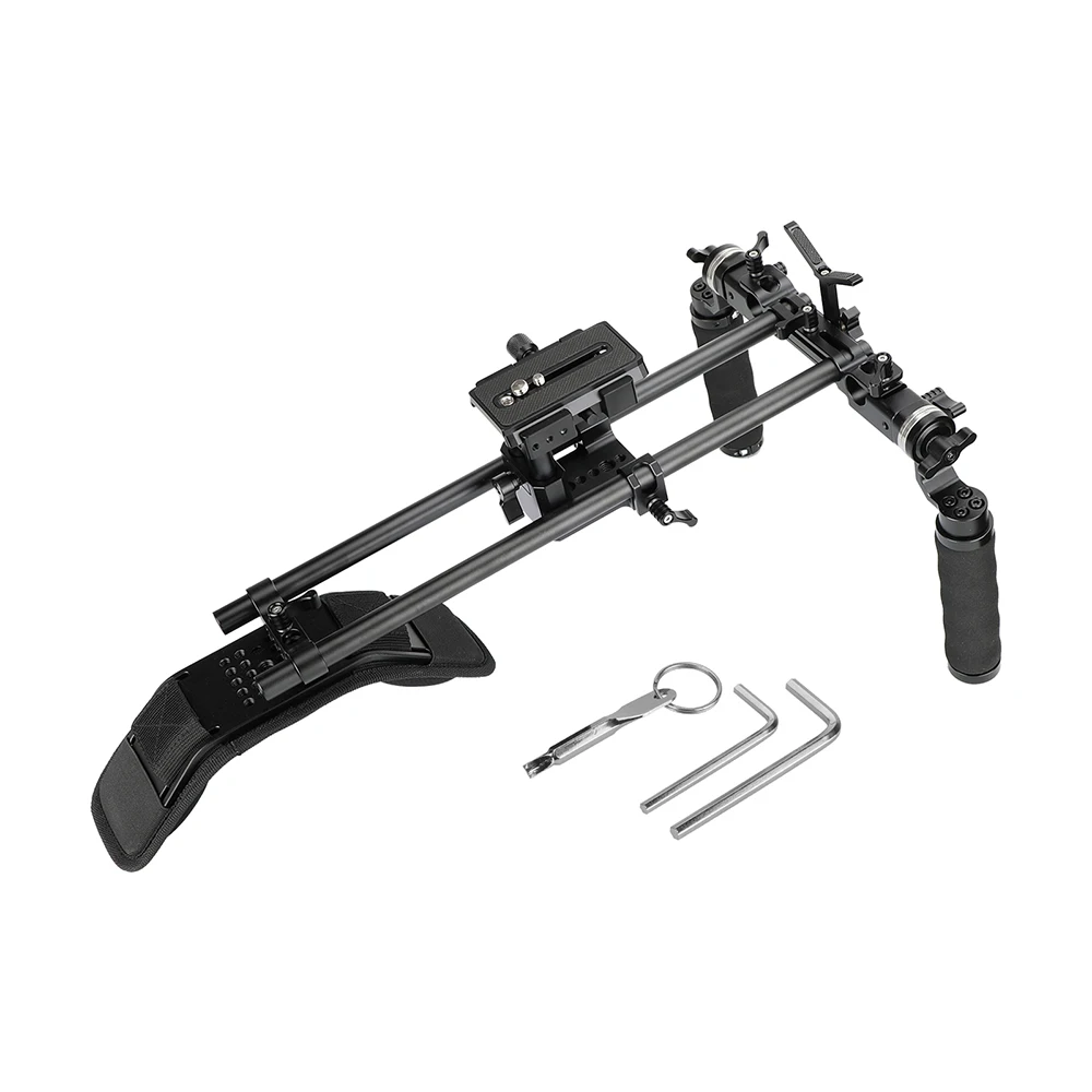 

KIMRIG Handheld Shoulder Mount Rig With Manfrotto Quick Release Baseplate & Dual ARRI Rosette Sponge Handle For DSLR Cameras