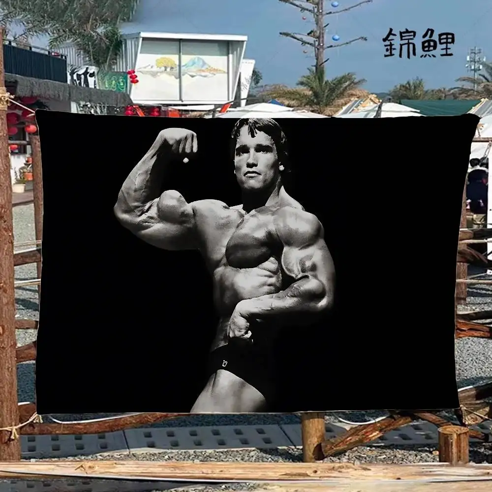 كمال الاجسام A-Arnold S-Schwarzenegger تجمعات الأسرة في الهواء الطلق جو أعلام التخييم زينة لافتات