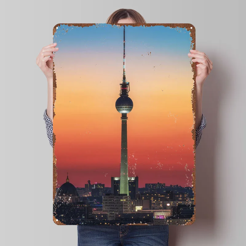 Berlín - Estudio Pastell # 1 póster de Metal, imágenes, artículos de decoración de pared, carteles de estaño de Metal personalizados para decoración de arte de pared, decoración Retro