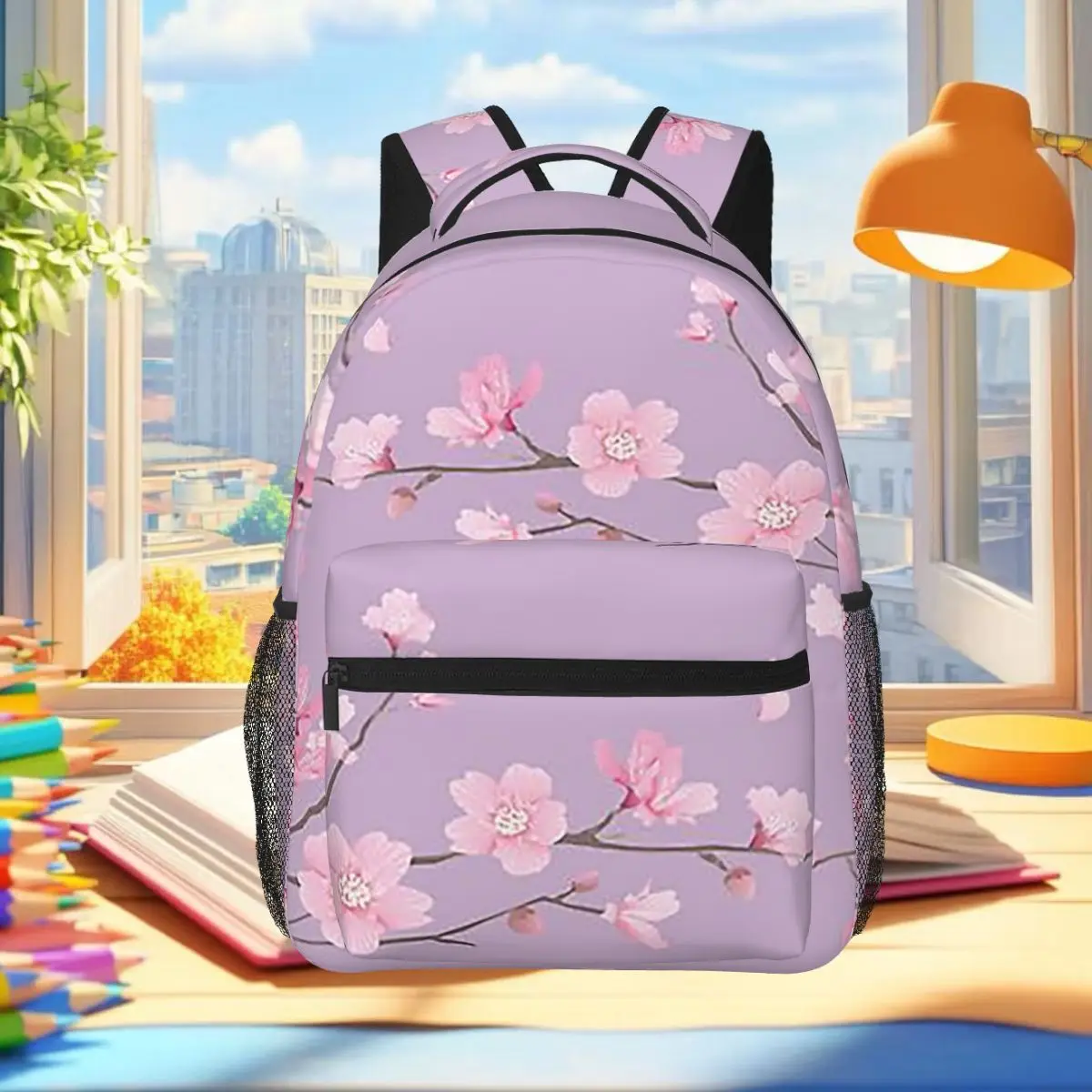 Cherry Blossom Flower Plant - Pastel Purple Backpack Student Boys Girls BookBag School Bag Computer Shoulder Bags for Men Women
