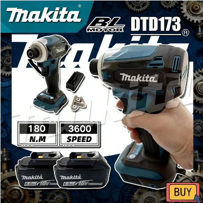 

Аккумуляторный шуруповерт Makita DTD173, бесщеточный ударный шуруповерт, дрель, беспроводной электроинструмент 18В/20В
