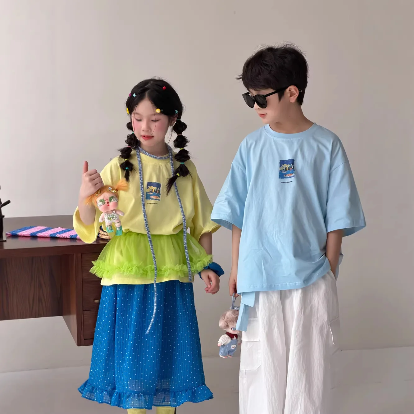 

2026 Summer Kids T-Shirt Unisex Boys Girls Crew Neck Short Sleeve Casual Loose Lightweight Breathable Soft Cotton Tee Tops