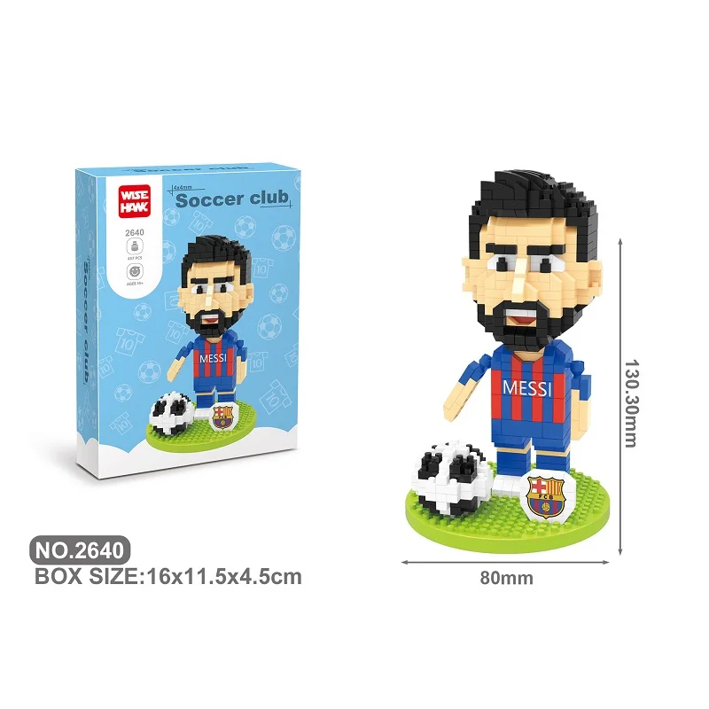 Football star Messi Character Series Model Small Particle Building Blocks Children\'s Puzzle Assembling Building Block Toy Gift