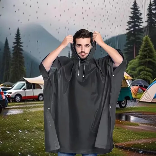 Czarna moda dla dorosłych wodoodporny długi płaszcz przeciwdeszczowy damski męski płaszcz przeciwdeszczowy z kapturem motocykl na świeżym powietrzu, jazda na rowerze, piesze wycieczki, wędkarstwo