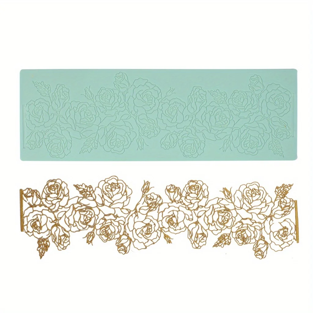 1pc Silikon form Rose Rand Spitze Pad Zucker Flipping Kuchen nach Hause Kerzen form Backwerk zeug Spitze Silikon form Zucker Spitze Matte
