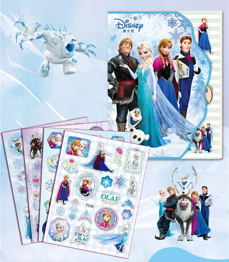 8 Sheets Disney Stickers Toy Frozen Mickey Car Cartoon Stickers Disney Princess Sofia Waterproof Removable Sticker Toys Kid Gift