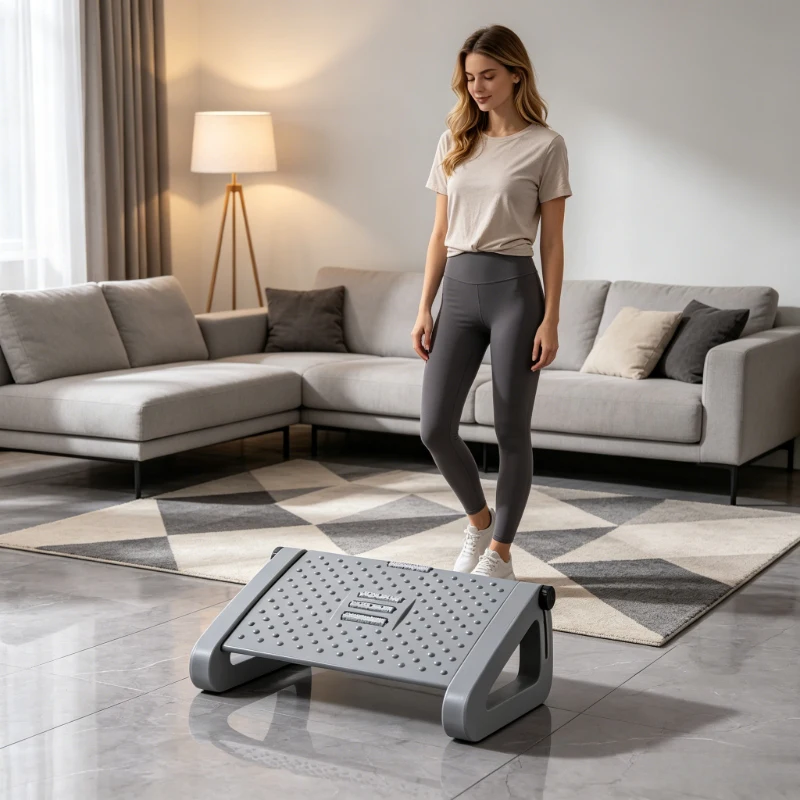 

Gray Adjustable Triangle Foot Stool, Ergonomic Under Desk Foot Rest, Portable Comfort Pad for Office Bedroom Daily Use
