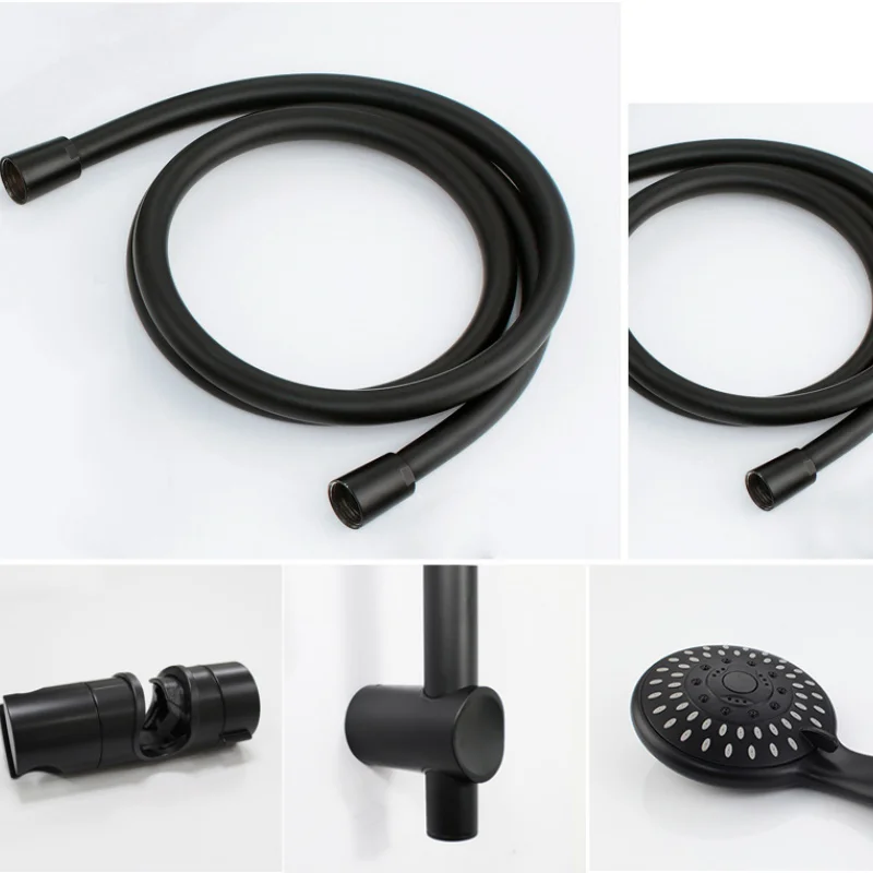 Matte Matte Black Stainless Steel Lifting Rod Shower Hose Bracket Shower Lifting Frame Set
