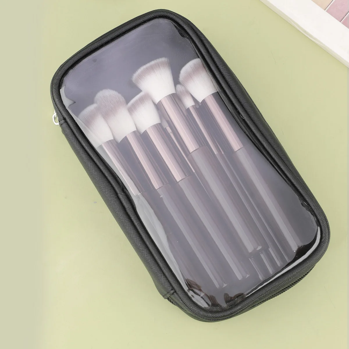 11-teiliges Make-up-Pinsel-Set mit Massivholzgriff und Tasche, dreifarbiger loser Puderpinsel, Grundierungspinsel, Lidschattenpinsel