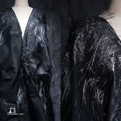 Black gauze bottom cut silver filigree style handmade DIY jacquard designer creative fabric