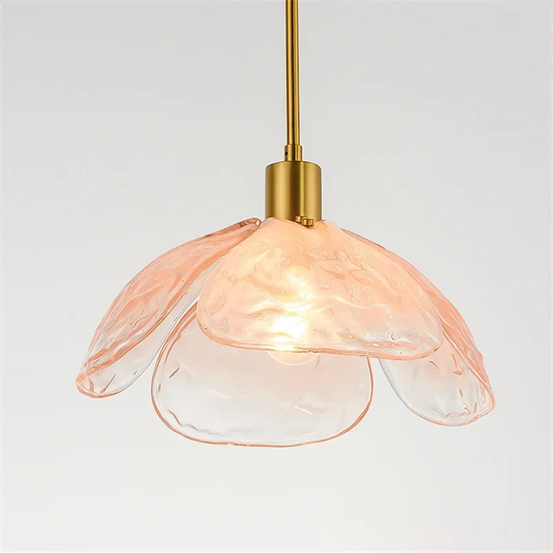 

Petal Dining Room Pendant Lamp Modern Simple Four-leaf Clover Glass Led Lighting for Bedroom Bedside Study Chandeliers