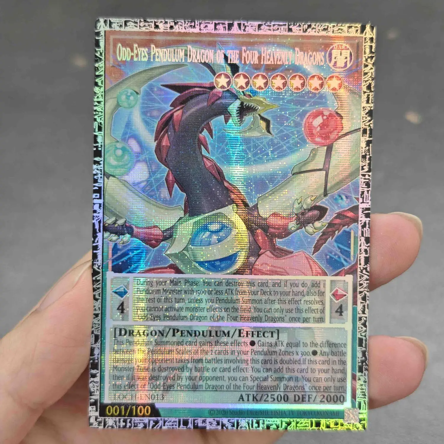 Yu-Gi-Oh! Odd-Eyes Pendulum Dragon of The Four Heavenly Dragons English Diy GMR-OF Limited Edition Card LOCH PSER/N Game Card